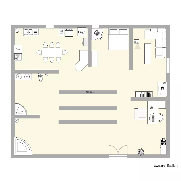magasin. Plan de 1  et 109 m²