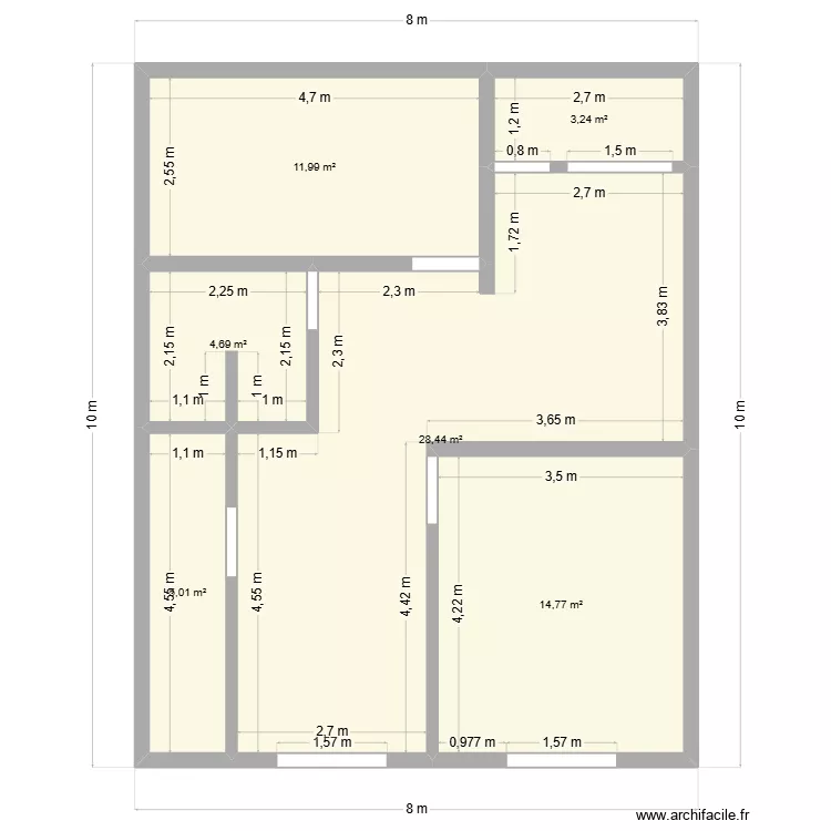 plan 2. Plan de 6  et 68 m²