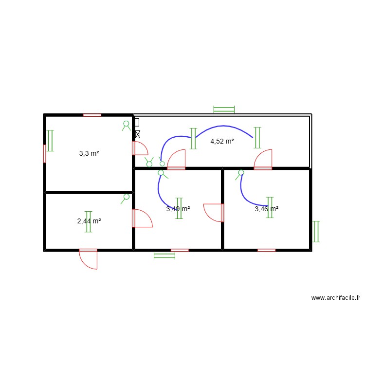 Circuit lumiere Magasin et Salle de garde DJIBIO. Plan de 5 pièces et 17 m2