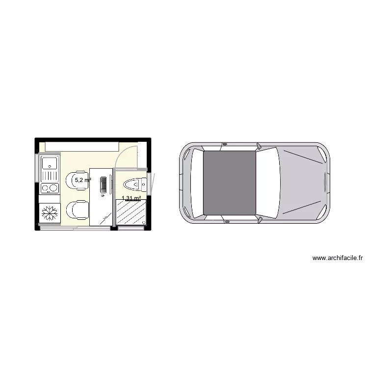 Micronomad. Plan de 2  et 7 m²