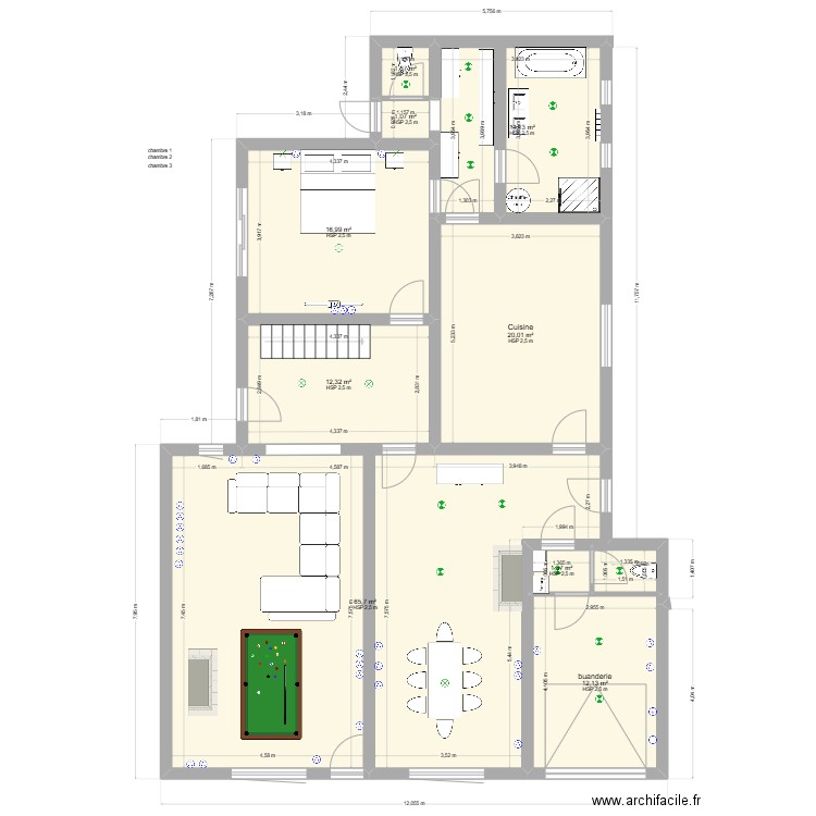 cynthia 1.0. Plan de 14 pièces et 230 m2
