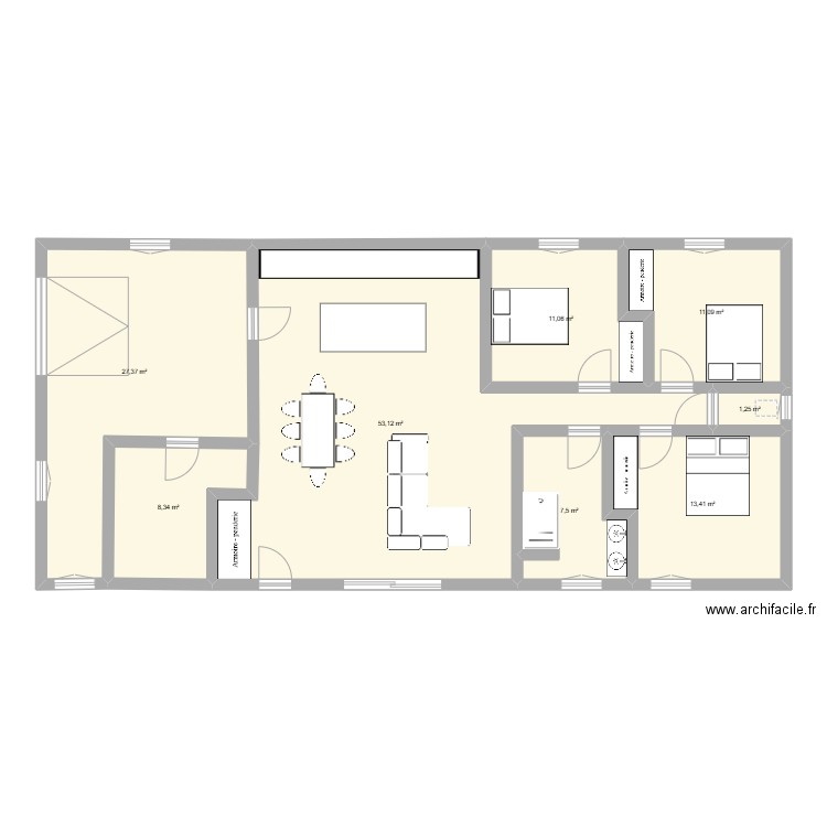 plan envoyé. Plan de 8 pièces et 133 m2