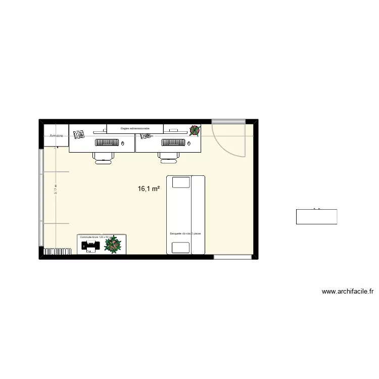 Bureau. Plan de 1  et 16 m²