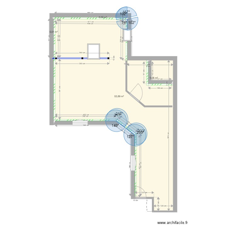 34 St Honoré nu. Plan de 4 pièces et 55 m2