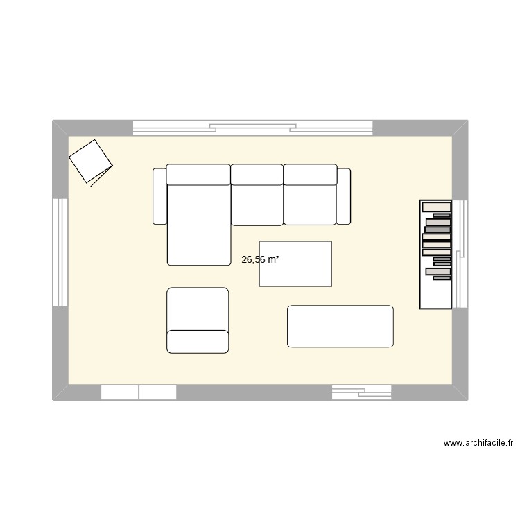 Extension. Plan de 1 pièce et 27 m2