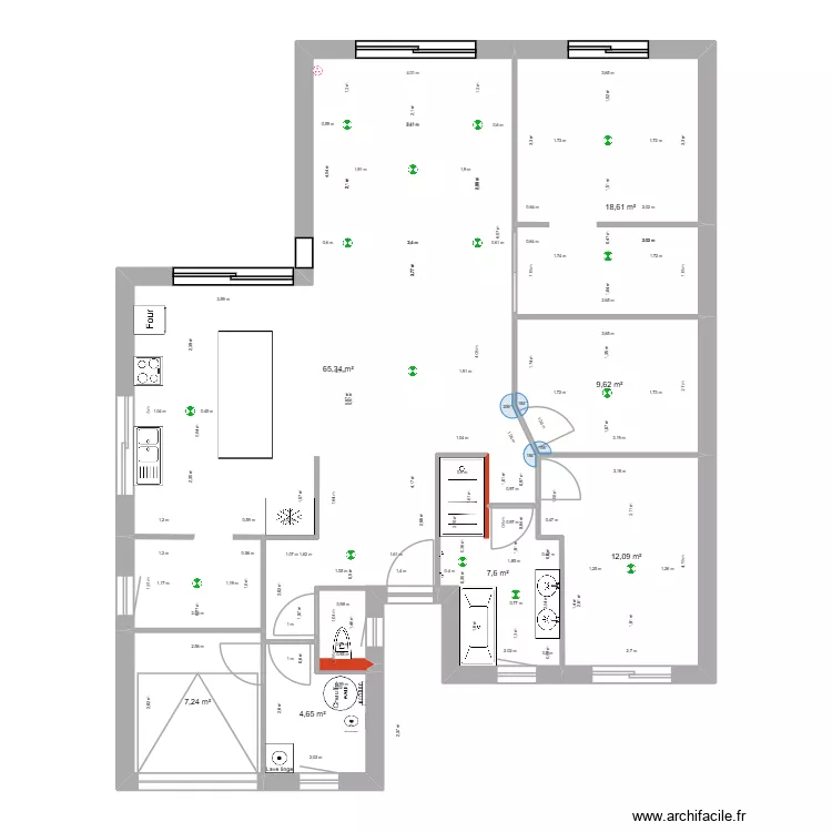 MAISON. Plan de 7  et 125 m²