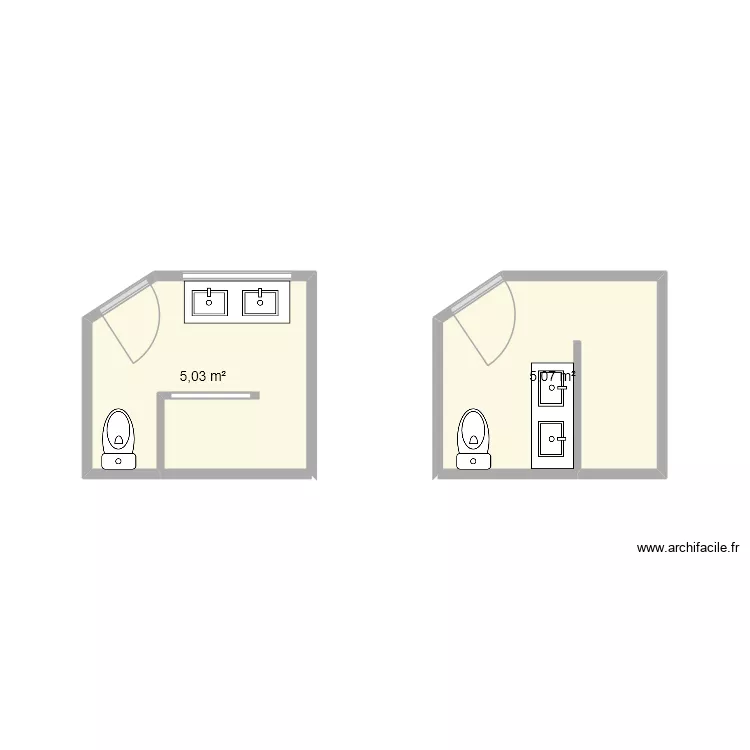 SdB. Plan de 2 et 10 m² SdB. Plan de 2 et 10 m²
