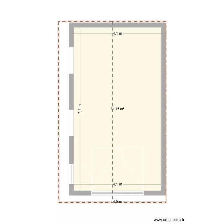 garage. Plan de 1 Pièce et 31 m²