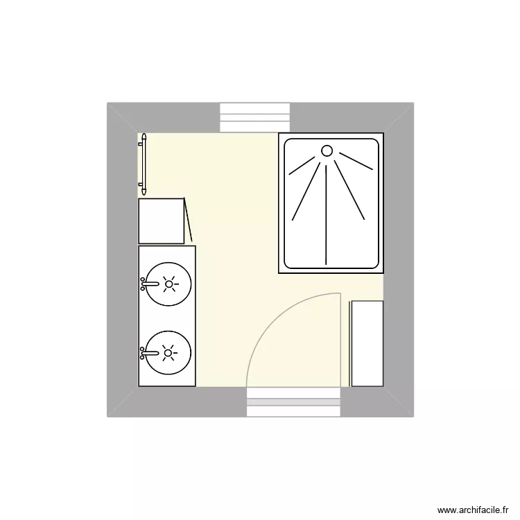 plan SDB actuelle. Plan de 1  et 5 m²
