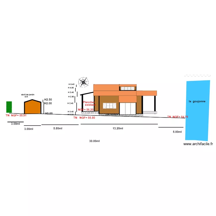 Plan en coupe                              chalet 49. Plan de 