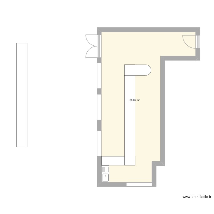 BOUTIQUE. Plan de 1 pièce et 36 m2