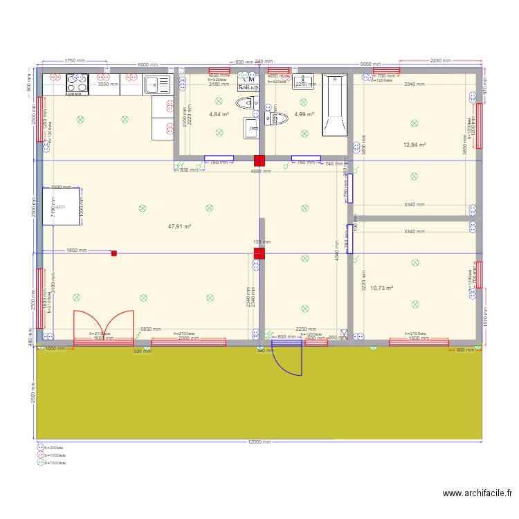 Жанна Барн эл. Plan de 6 pièces et 109 m2