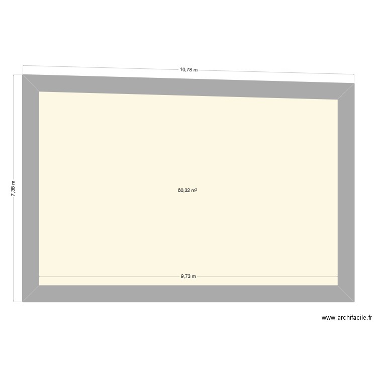 rade1. Plan de 1 pièce et 60 m2
