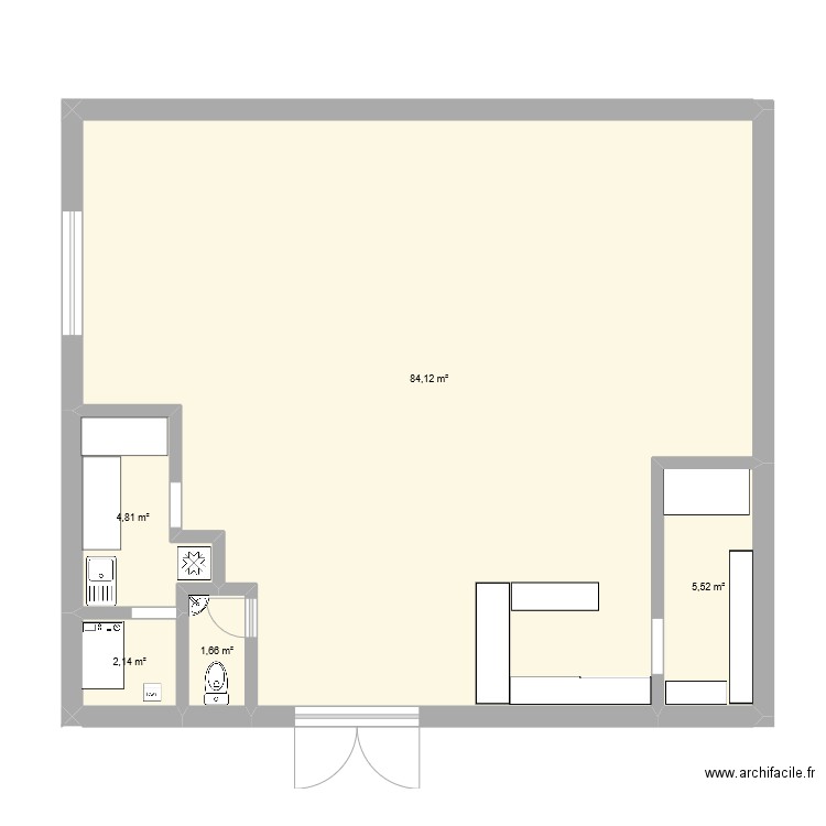 Local Nico Beton. Plan de 4 pièces et 98 m2