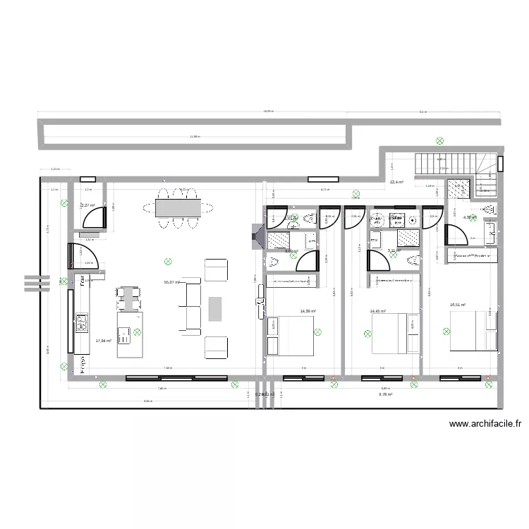 PROJET A 3  CHAMBRES. Plan de 15  et 157 m²