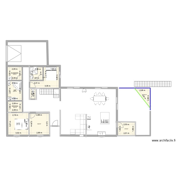 Maison version 2. Plan de 9 pièces et 54 m2