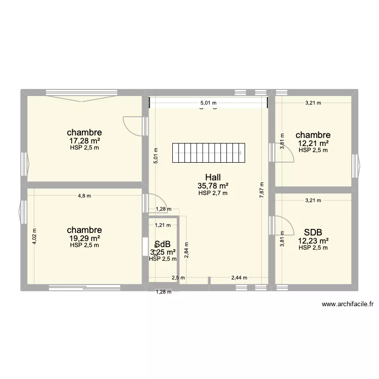 1er &eacute;tage. Plan de 6  et 100 m²