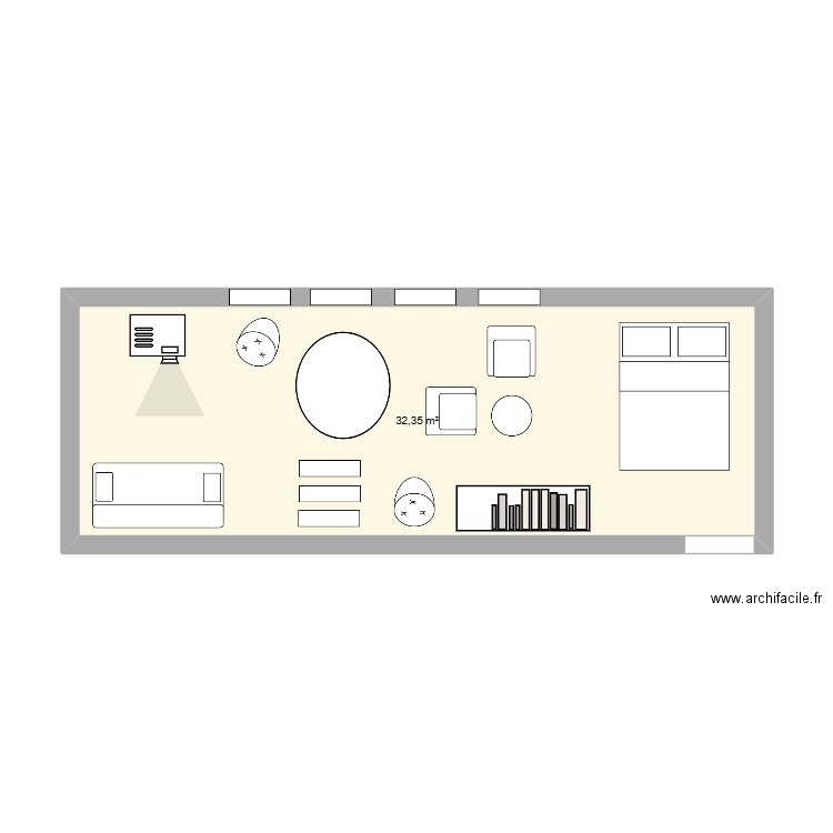 grenier. Plan de 1 pièce et 32 m2
