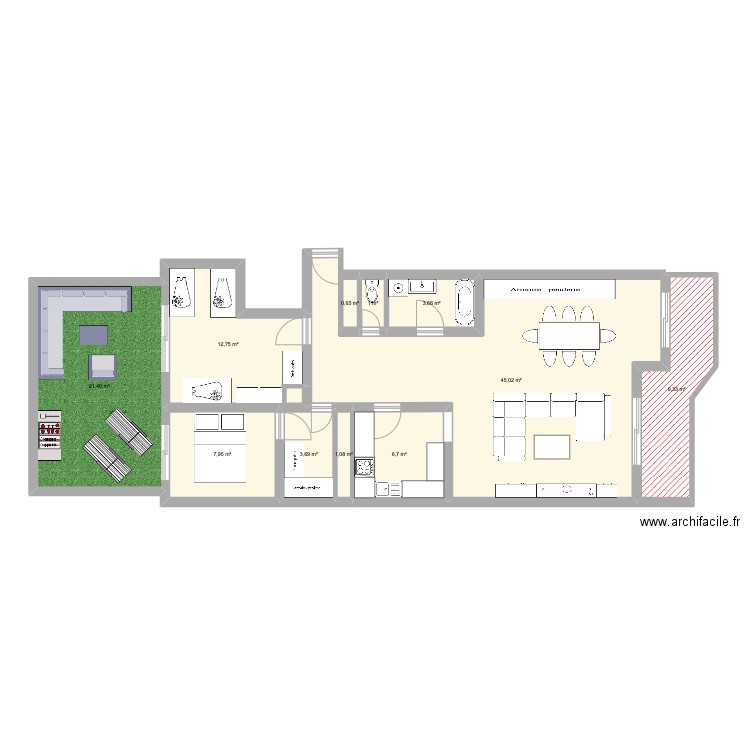Plan final appart 2. Plan de 11 pièces et 113 m2