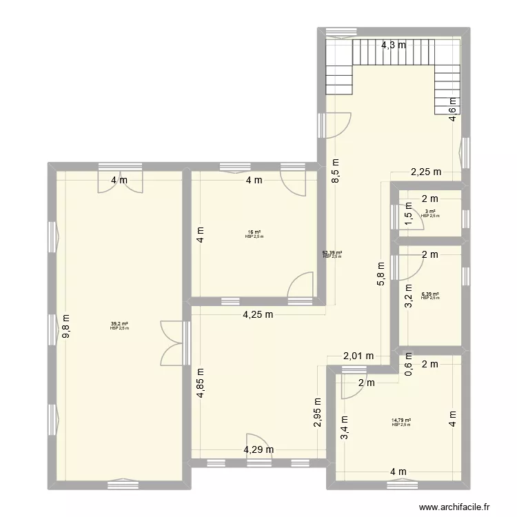 Maison RDC + 1er. Plan de 13 pièces et 237 m² Maison RDC + 1er. Plan de 13 pièces et 237 m²