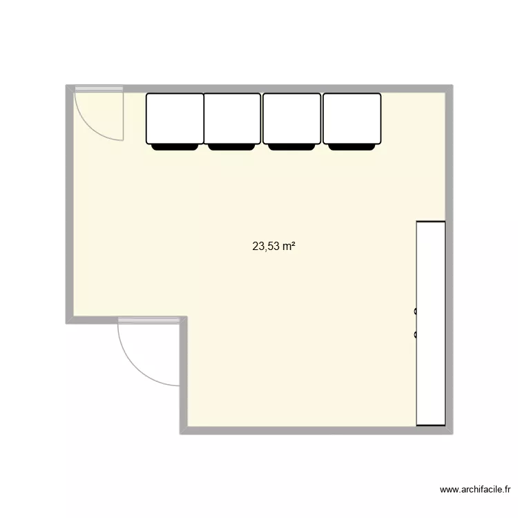 local. Plan de 1  et 24 m²