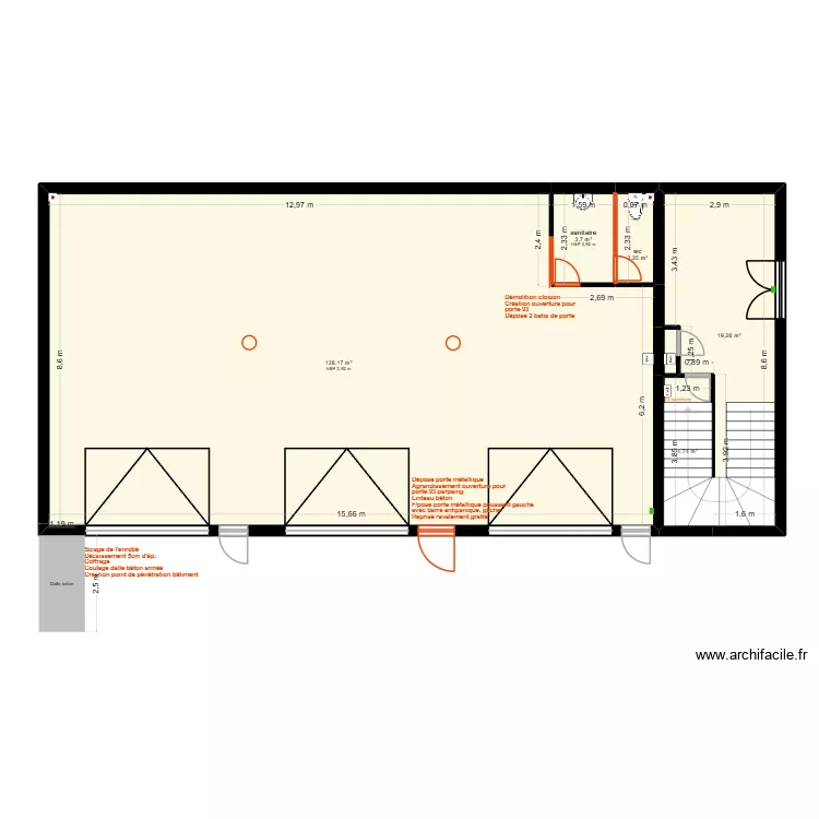 MJ music studio - Démolition rdc. Plan de 6 et 159 m² MJ music studio - Démolition rdc. Plan de 6 et 159 m²