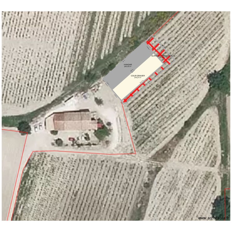 HANGAR CAIRANNE VIGNE. Plan de 3 pièces et 711 m2