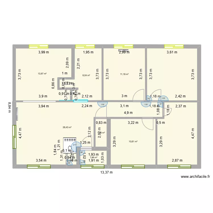 CASTELNAHAUT. Plan de 9 pièces et 102 m²