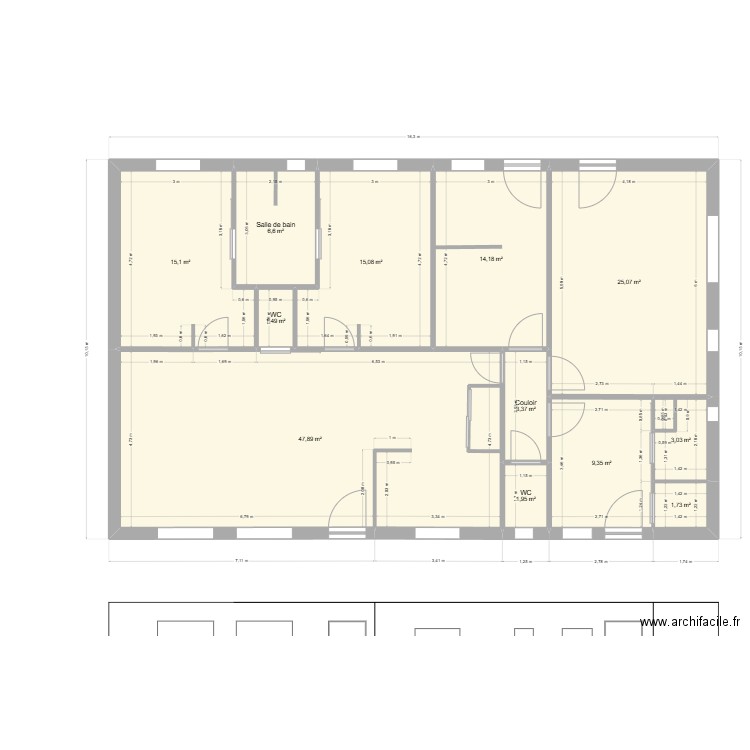 plan Bati concept2. Plan de 12 pièces et 145 m2