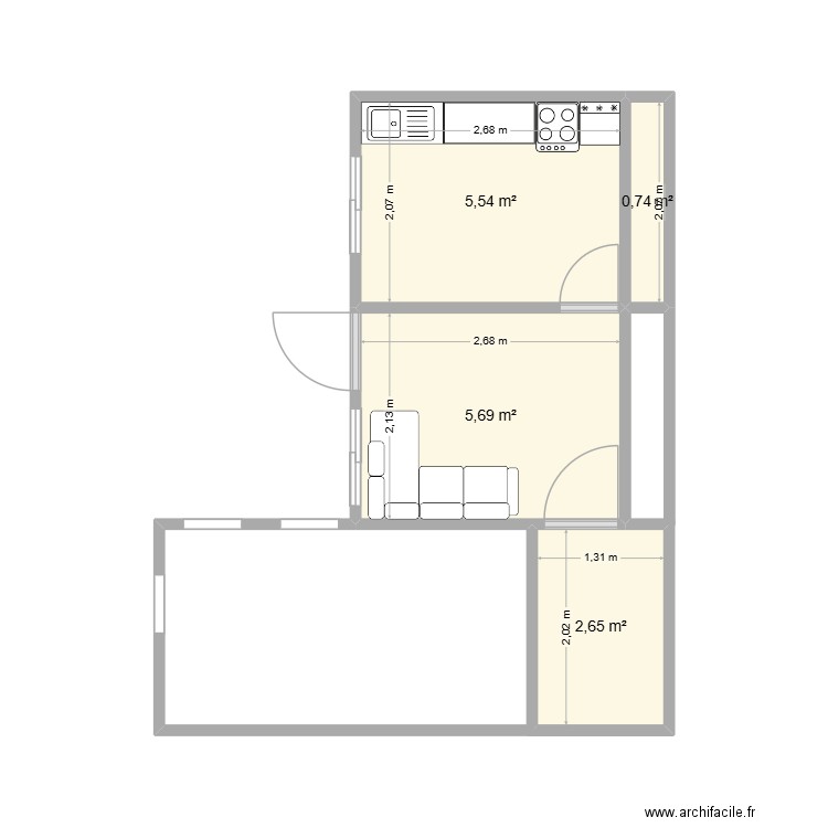 Bled. Plan de 4 pièces et 15 m2