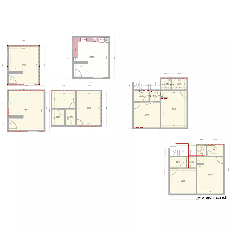 Bled. Plan de 19 pièces et 185 m²
