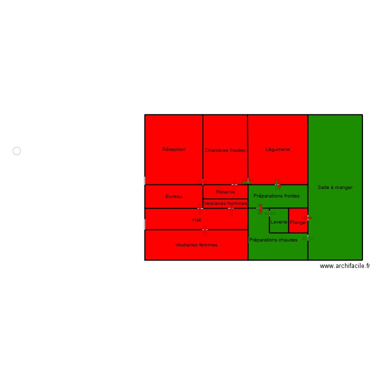 PLAN DE LA CUISINE DE L'ECOLE DE PLEUVEN. Plan de 13 pièces et 194 m2