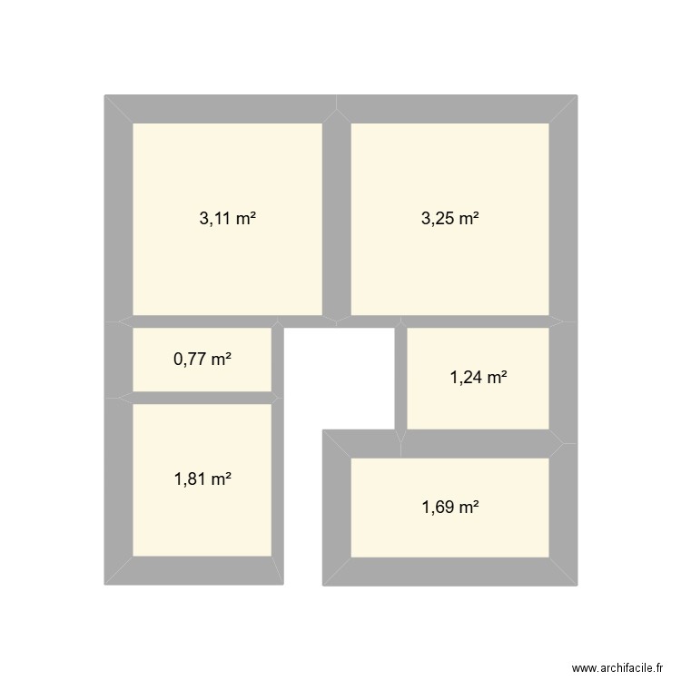 appartement etage. Plan de 6 pièces et 12 m2