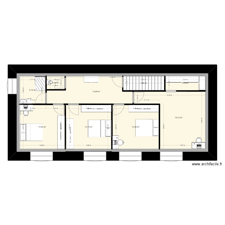 Etage 1. Plan de 9 pièces et 170 m2
