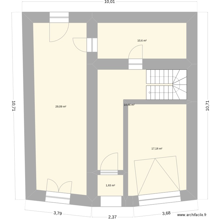 Maquens avant travaux. Plan de 16 pièces et 189 m2
