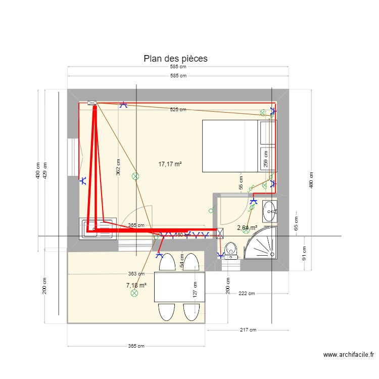 Studio plan electricité. Plan de 0 pièce et 0 m2