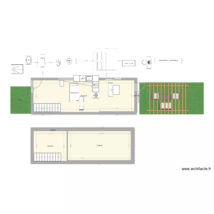 toutou 2  2 etage. Plan de 5  et 58 m²