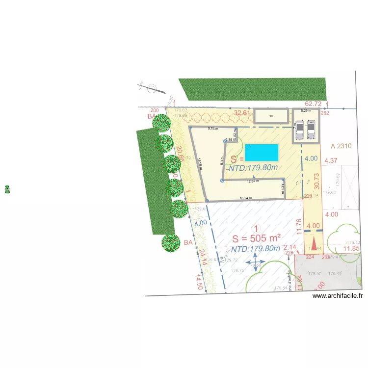 1- Trame 2 Plan L Sud-Est. Plan de 3 et 197 m² 1- Trame 2 Plan L Sud-Est. Plan de 3 et 197 m²