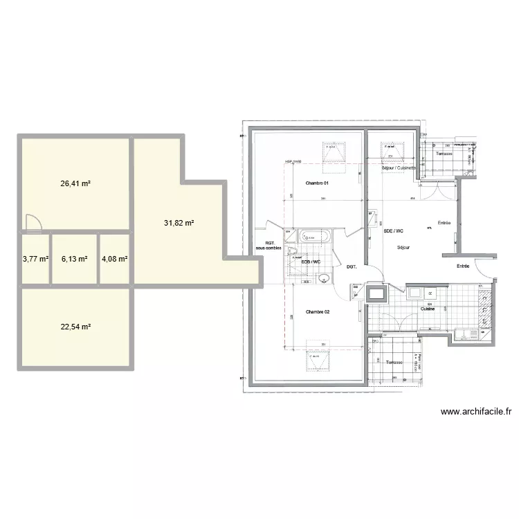 BI 34951. Plan de 6  et 95 m²