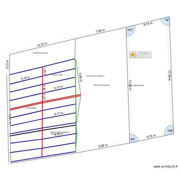 Plan détail charpente Commande. Plan de 16 pièces et 252 m2