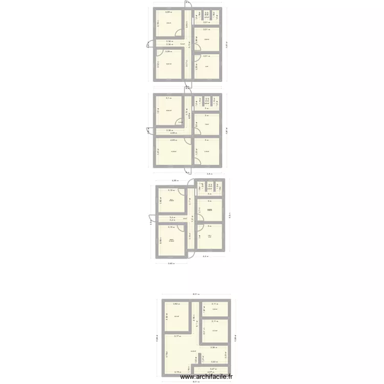 Plan maison Fiombonana 1. Plan de 22 pièces et 219 m²