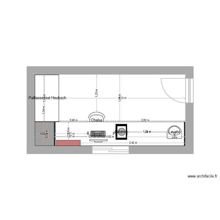 PLAN POUSS. Plan de 1 pièce et 12 m2