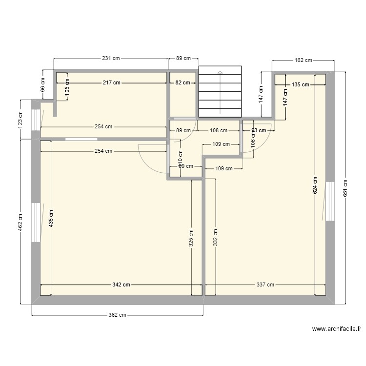 etage 1. Plan de 5 pièces et 45 m2