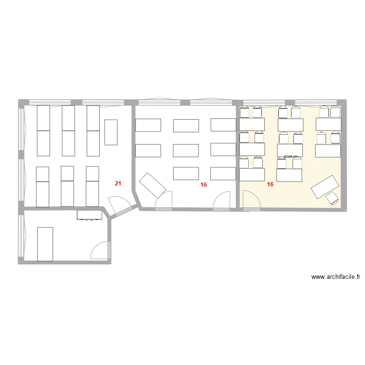 Bureau ESCEF. Plan de 1 pièce et 24 m2