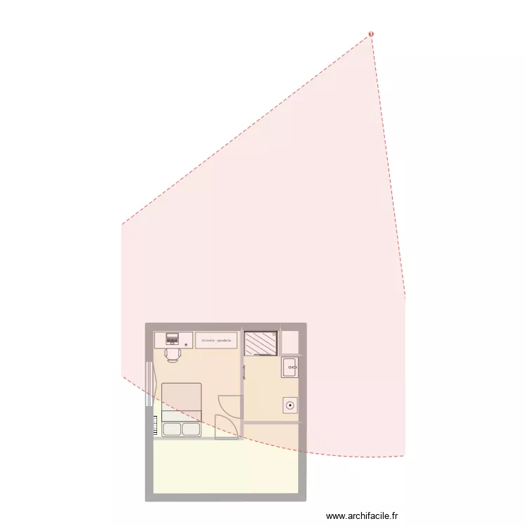 Poulet. Plan de 3 Pièces et 29 m² Poulet. Plan de 3 Pièces et 29 m²