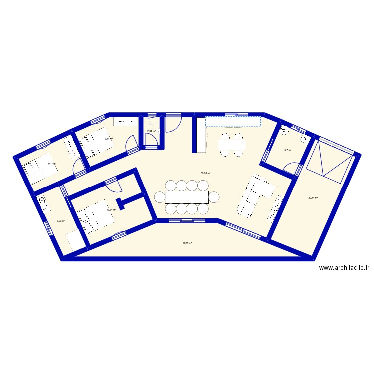maison 127 m2. Plan de 9 pièces et 147 m2