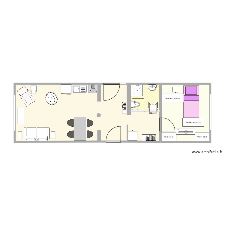 nanou. Plan de 3 pièces et 49 m2