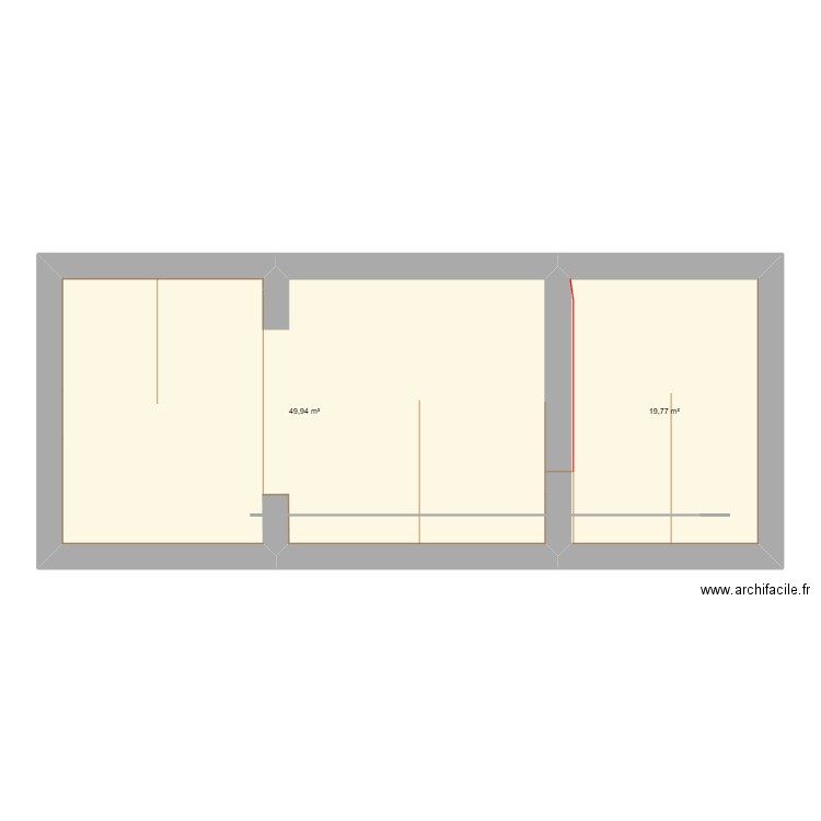 grezieu. Plan de 2 pièces et 70 m2