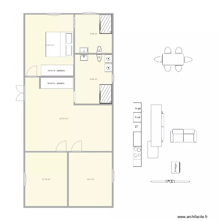 chambre airbnb2. Plan de 