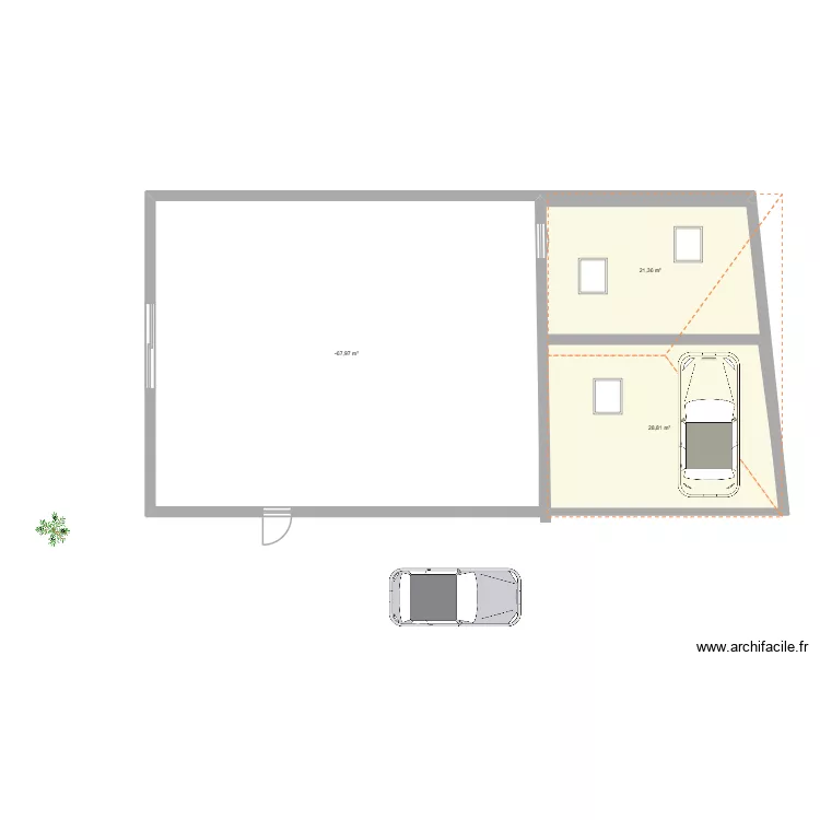 GARAGE. Plan de 3  et 143 m²